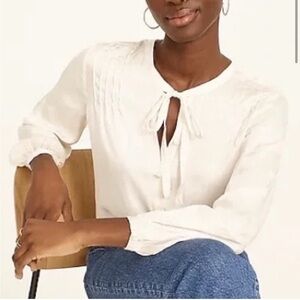 J.Crew Featherweight satin tie-neck top Antique Ivory